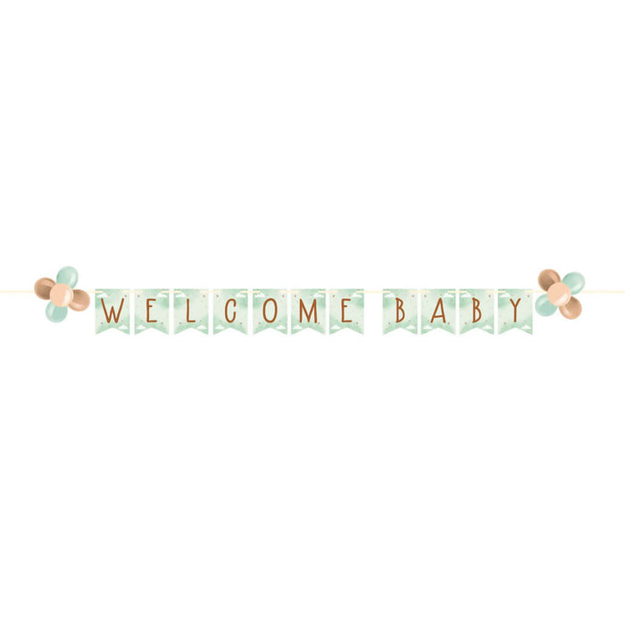 Teddy Bear Ribbon Banner with Latex Balloons, 8.5ft x 6in