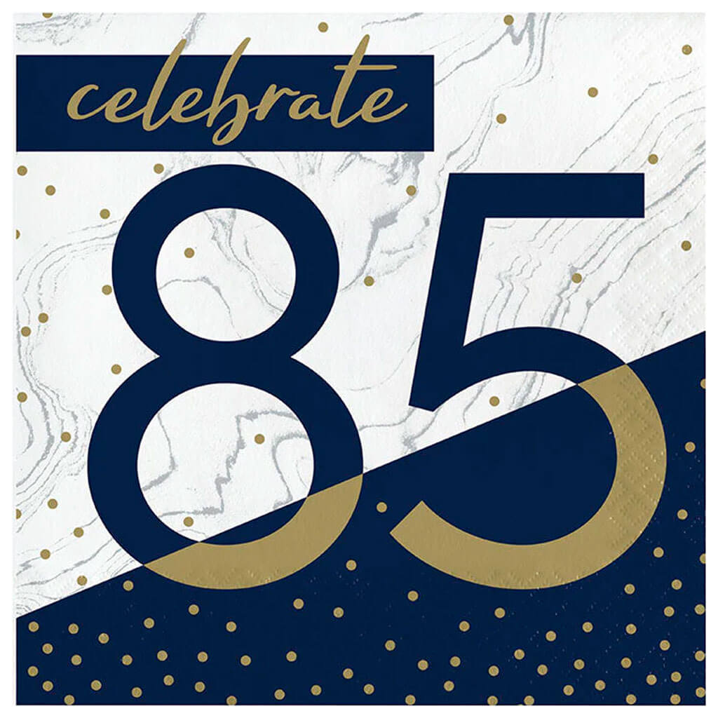 85 Navy &amp; Gold Milestone Lunch Napkin 16ct, 2Ply