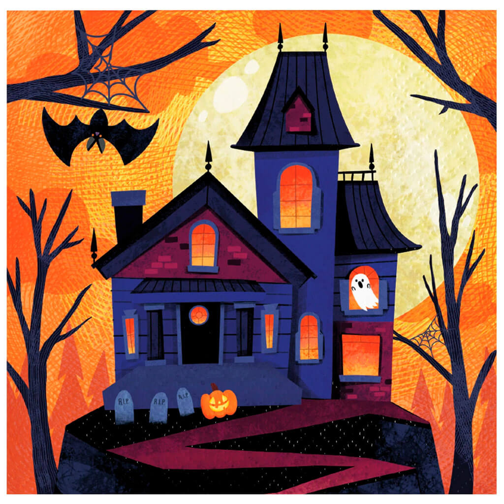 Haunted House Beverage Napkin 16ct, 2Ply
