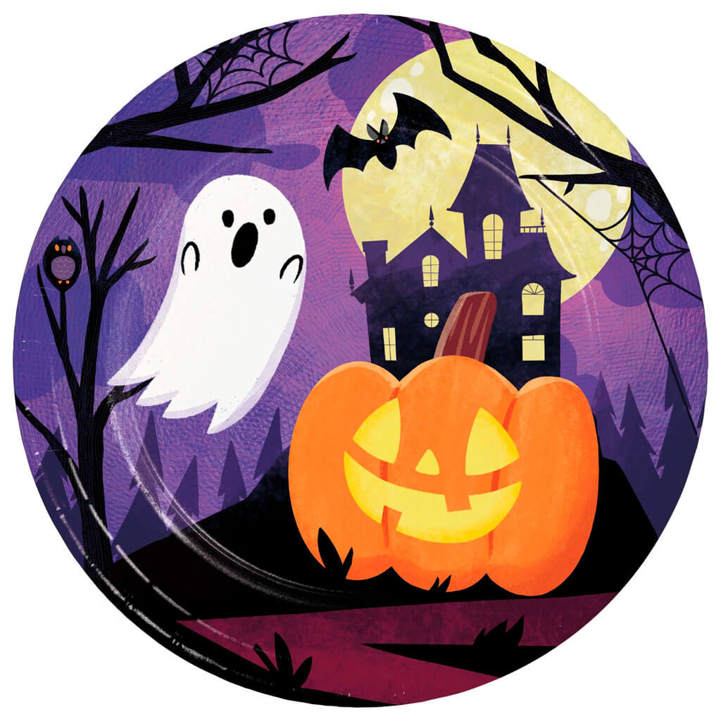 Haunted House Dinner Plate 8ct, 9in