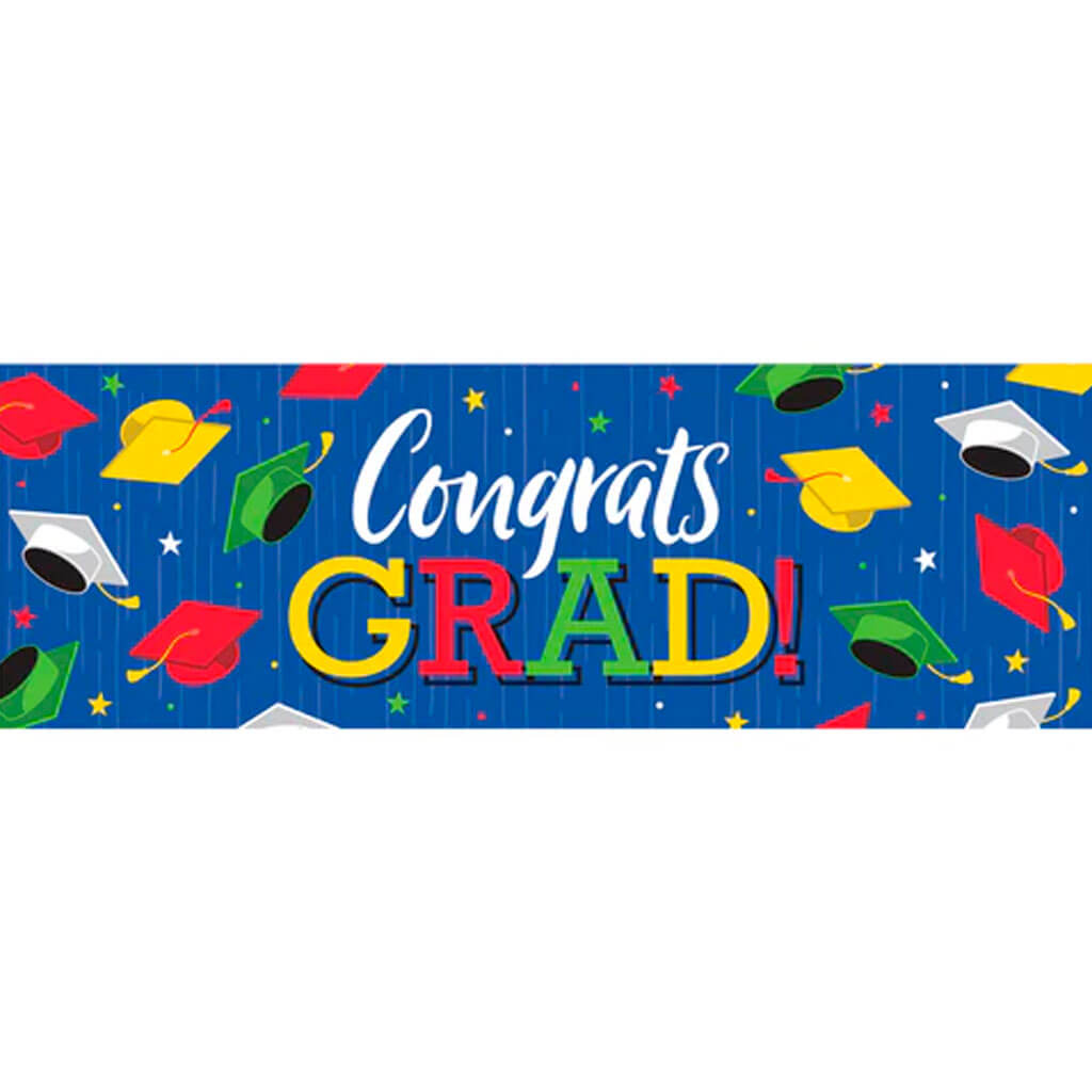 Giant Party Banner Hats Off Grad