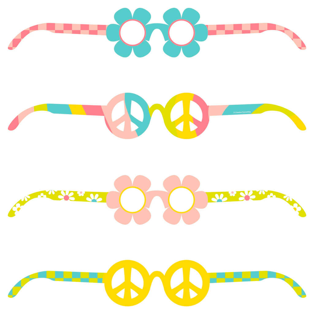 Flower Power Paper Glasses, 4ct