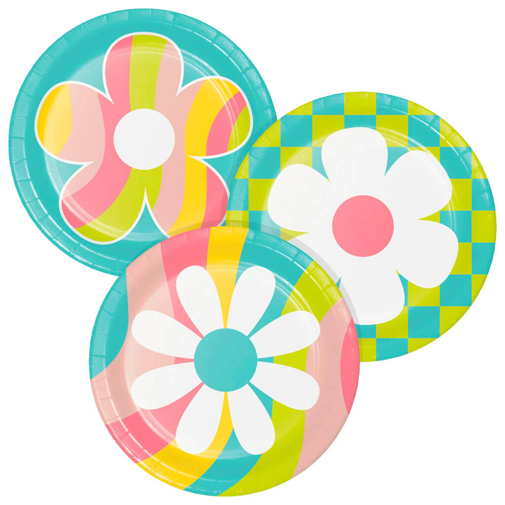 Flower Power Lunch Plate 8ct, 7in