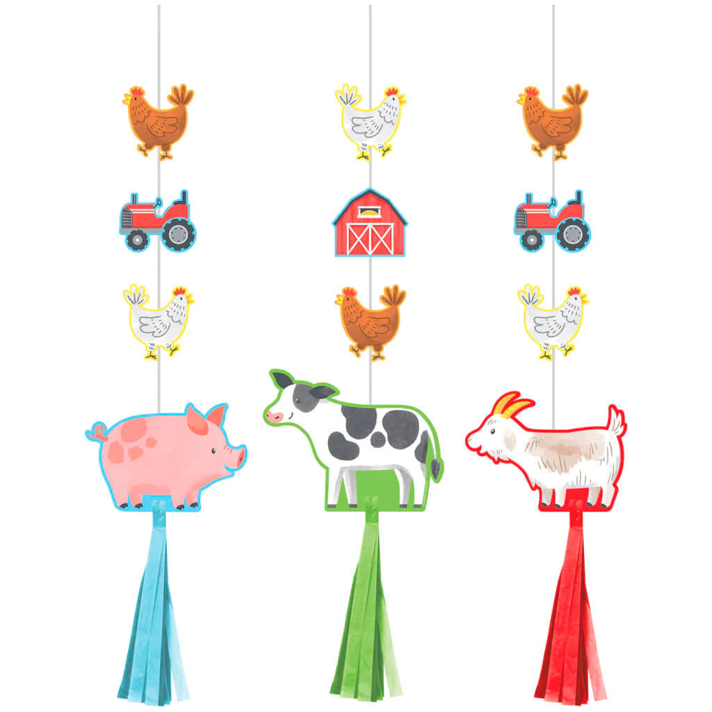 Farm Animals Hanging Cutouts with Tassels, 27in