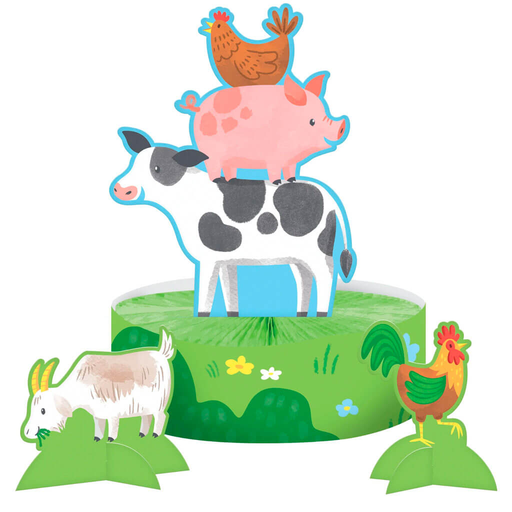 Farm Animals Honeycomb Centerpiece with Stands, 12in x 9in