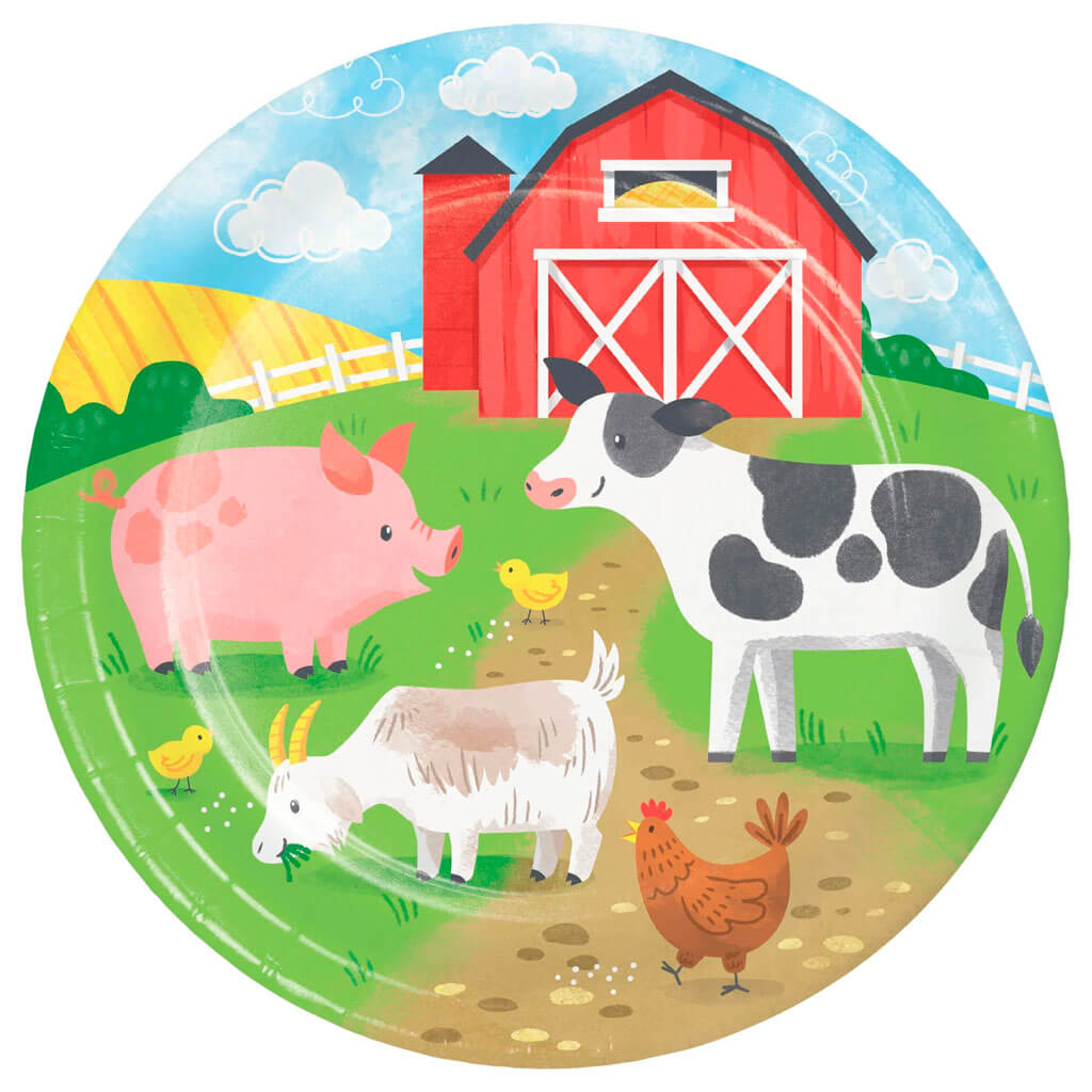 Farm Animals Dinner Plate 8ct, 9in