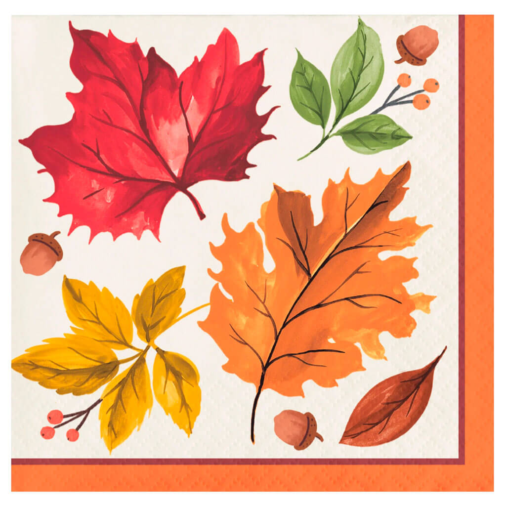 Fall Leaves Beverage Napkin 16ct, 2Ply