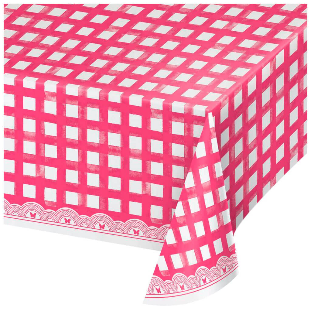 Dolly Parton Pink Gingham Tablecover, 54in x 96in