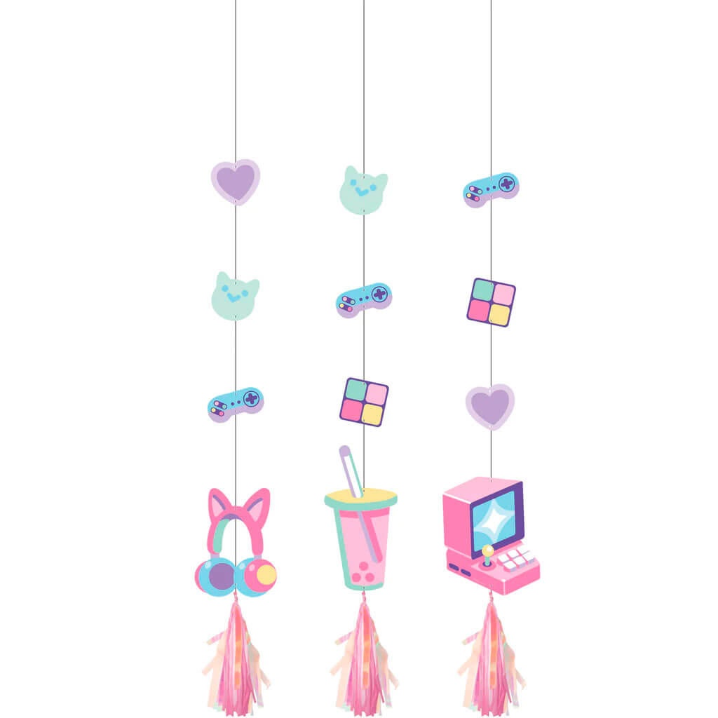 Digital Game Hanging Cutouts with Tassels 3ct, 27in