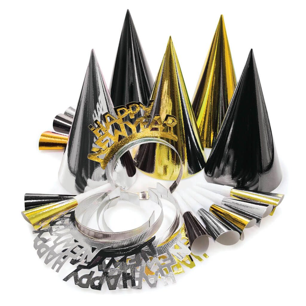 New Year Wearables Kit for 10, Black, Silver, Gold