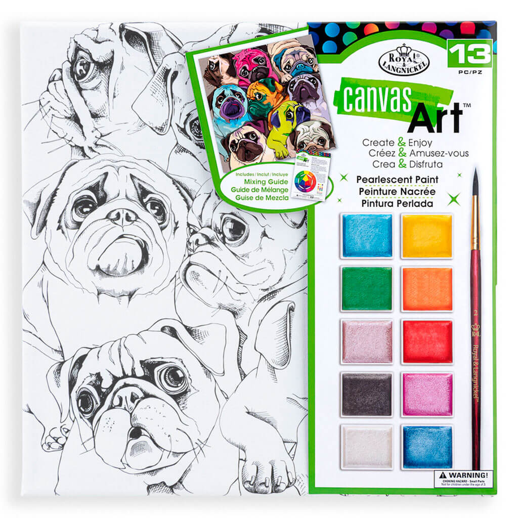 Canvas Art Pearlescent Paint Set Pugs