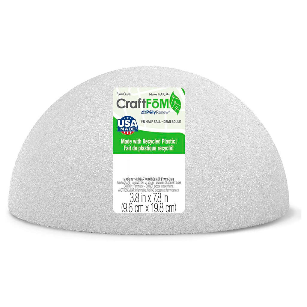 CraftFoam Half Ball 3.8in x 7.8in White