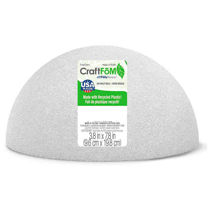 CraftFoam Half Ball 3.8in x 7.8in White
