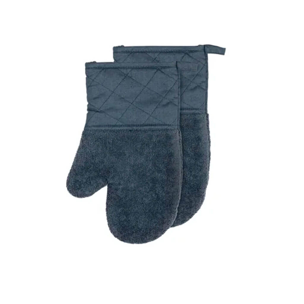 Solid Pantry Oven Mittens Set of 2 7in x 12in, Blue