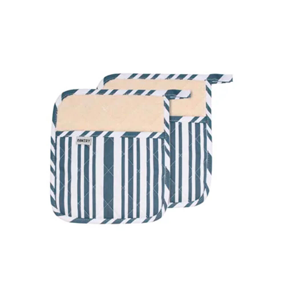 Striped Pantry Pot Holder Set of 2 7in x 8in, Blue
