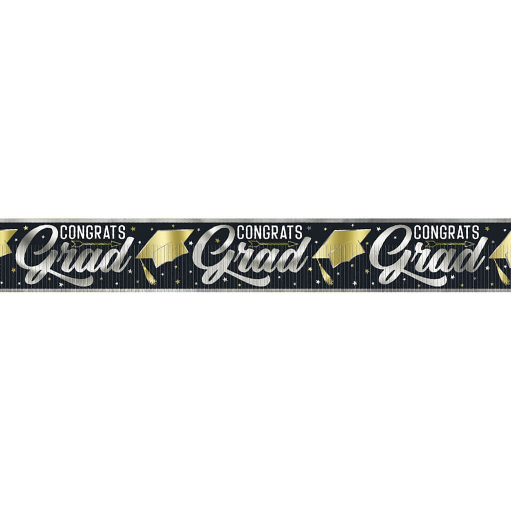 Congrats Grad Foil Fringe Banner 12ft