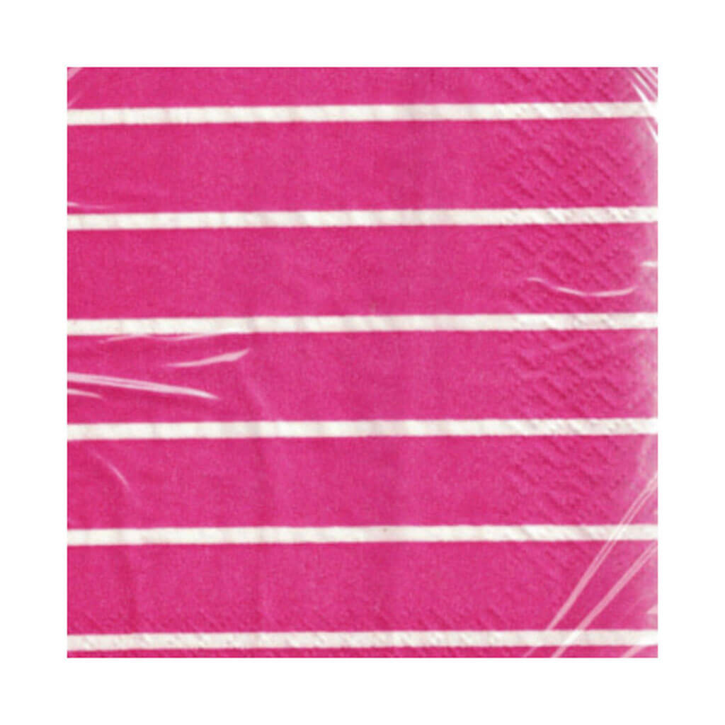 Hot Pink Striped Lunch Napkins, 16ct