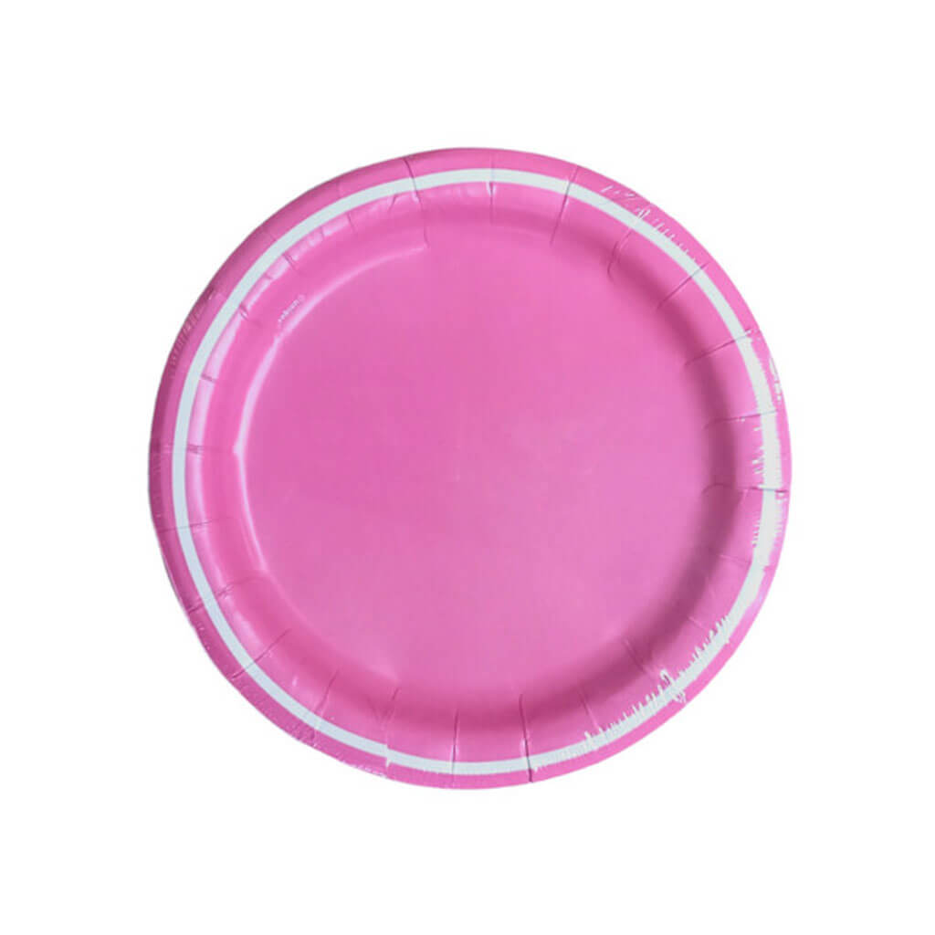 Hot Pink Striped Dessert Plates 7in, 8ct