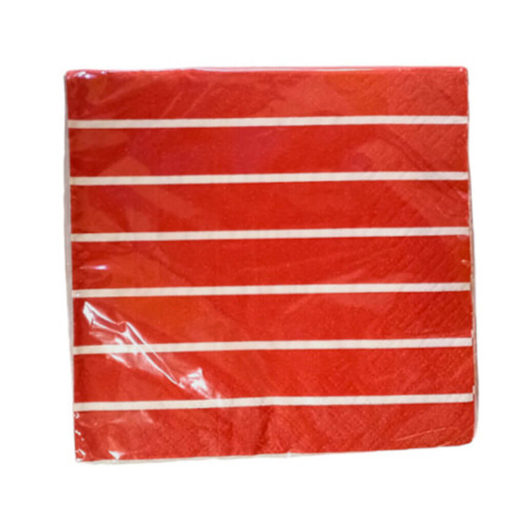 Red Striped Beverage Napkins, 16ct