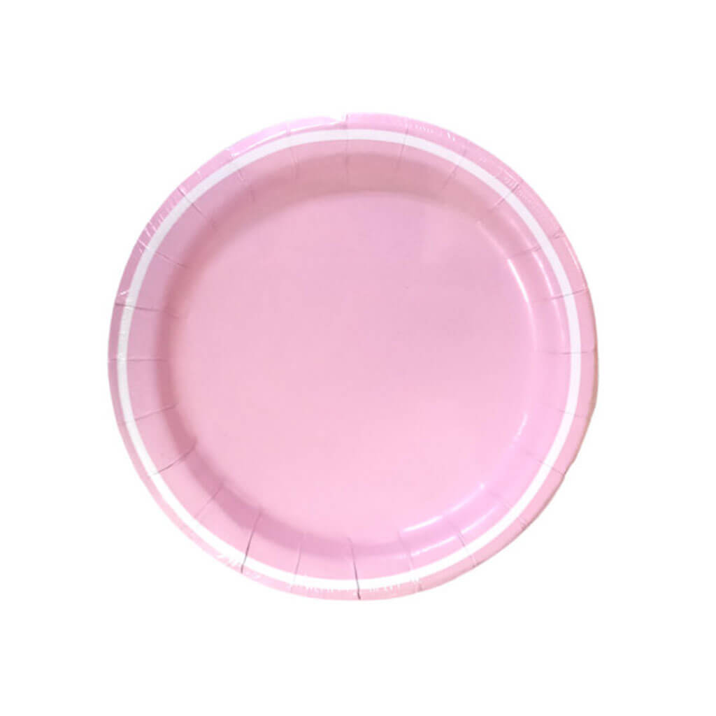 Lovely Pink Striped Dessert Plates 7in, 8ct