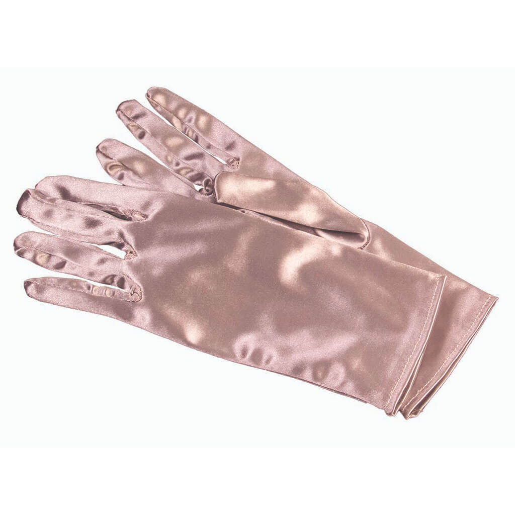 Gloves Short Satin Silver