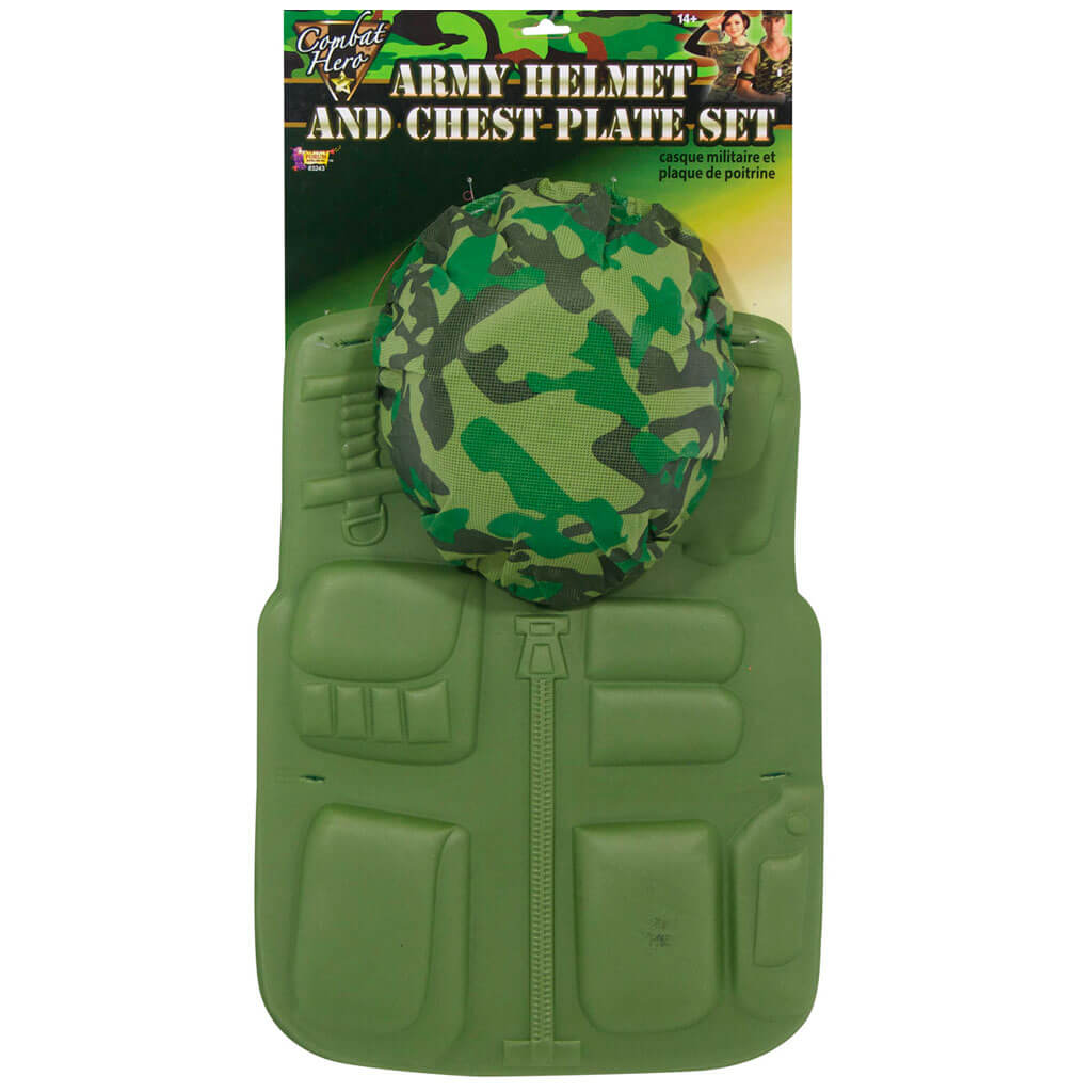 Child Army Green Vest &amp; Helmet