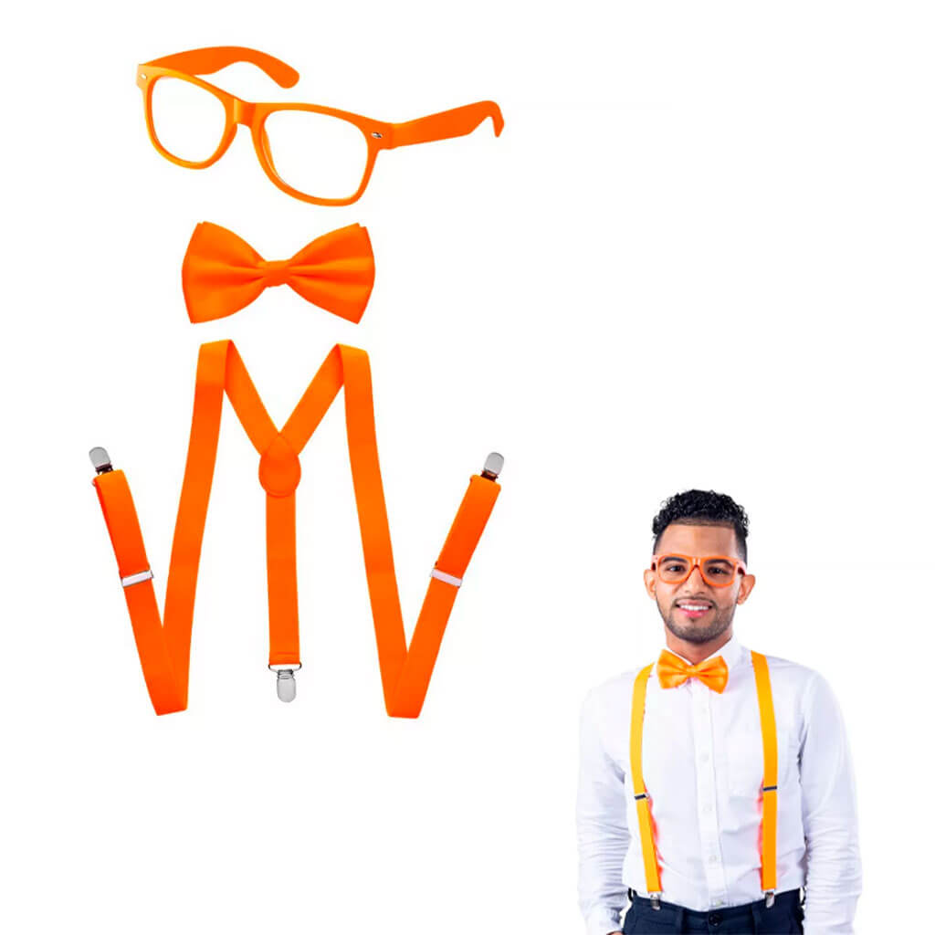 Adult Neon Suspenders Set Orange