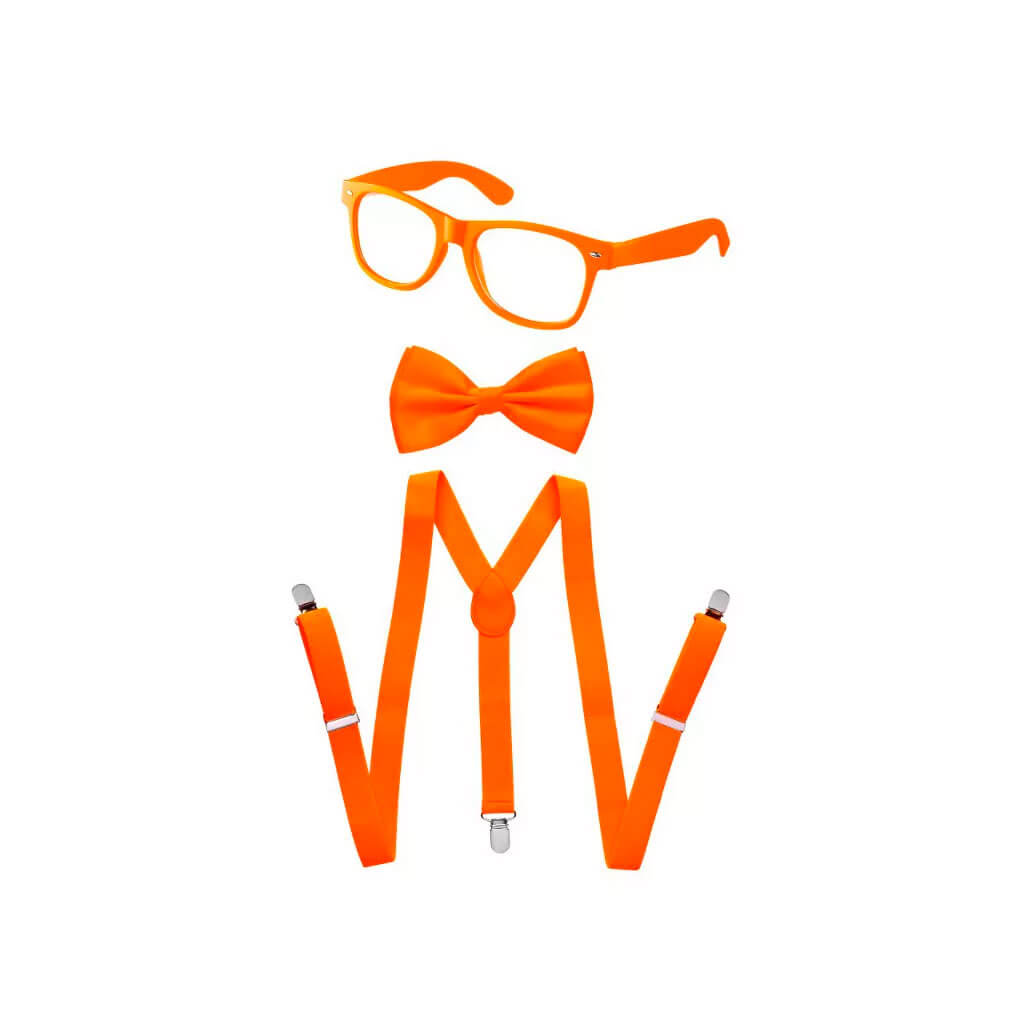 Toddlers Neon Suspenders Set Orange