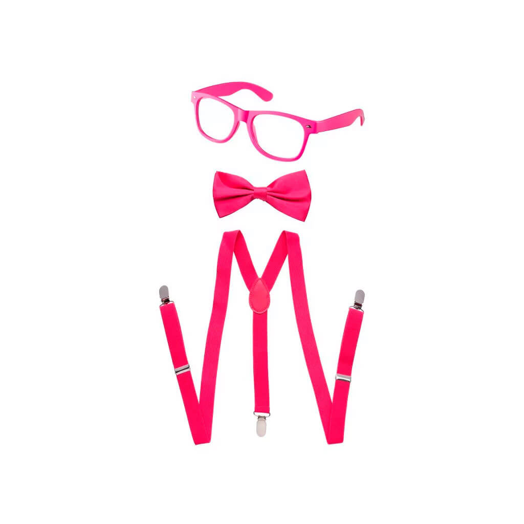 Toddlers Neon Suspenders Set Pink