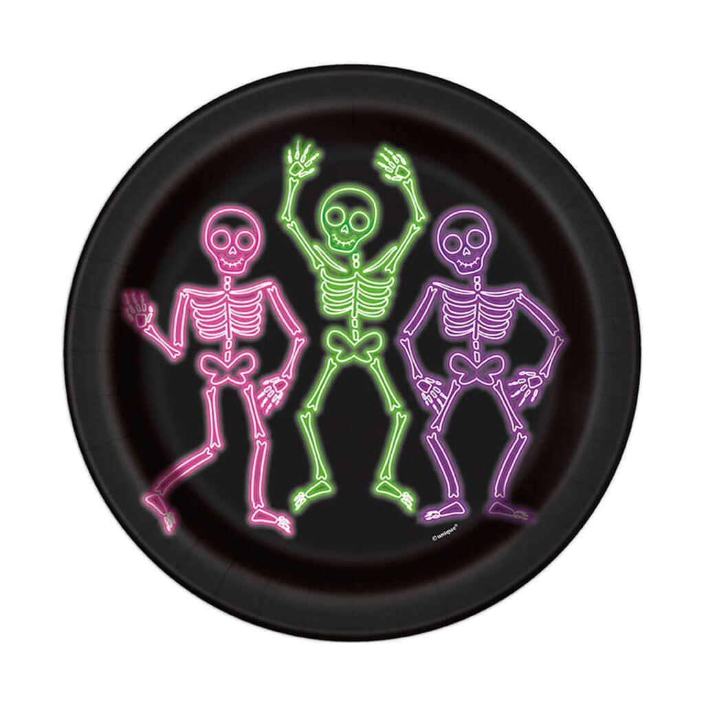 Neon Lights Halloween Plates 8ct, 9in