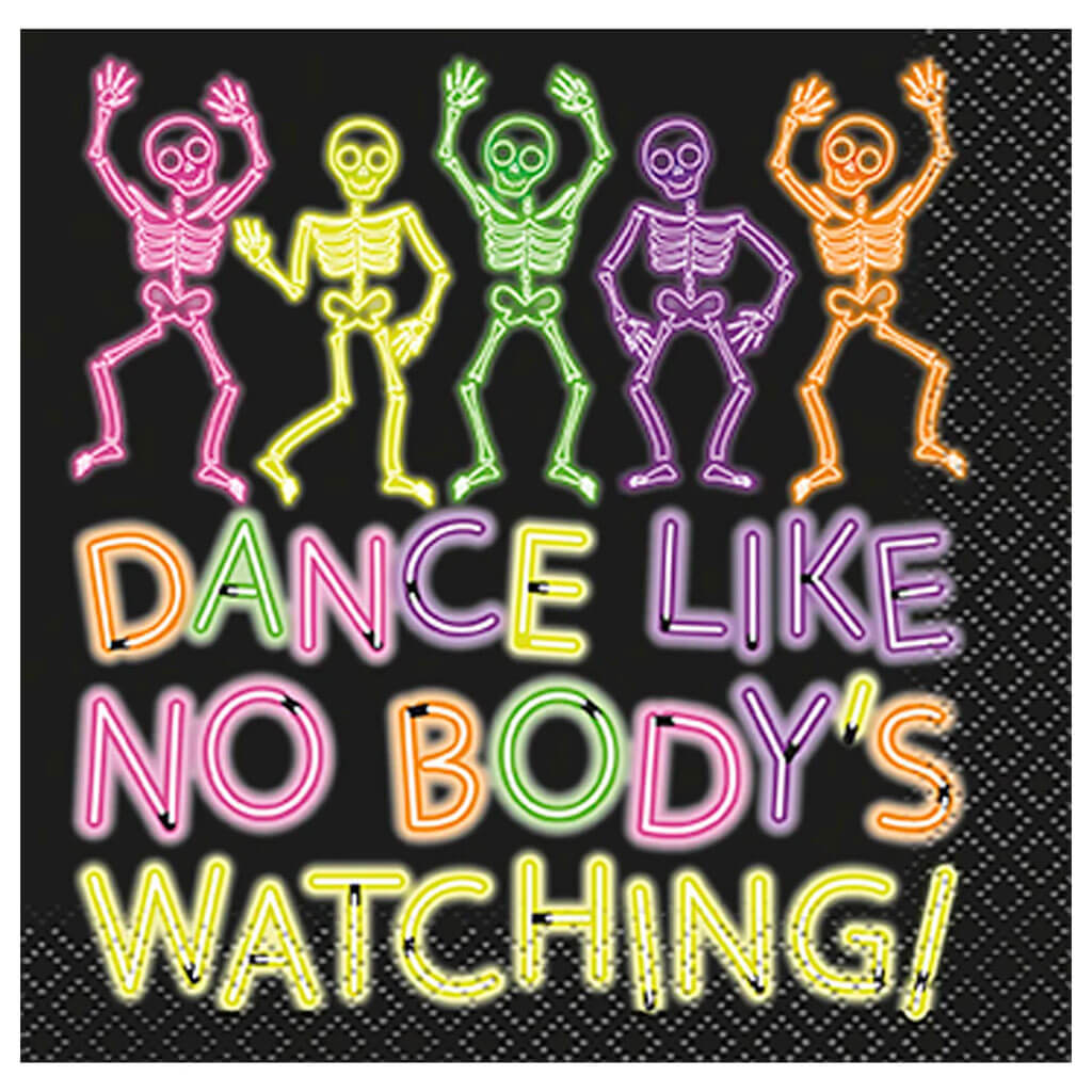 Neon Lights Halloween Dance Beverage Napkins, 16ct