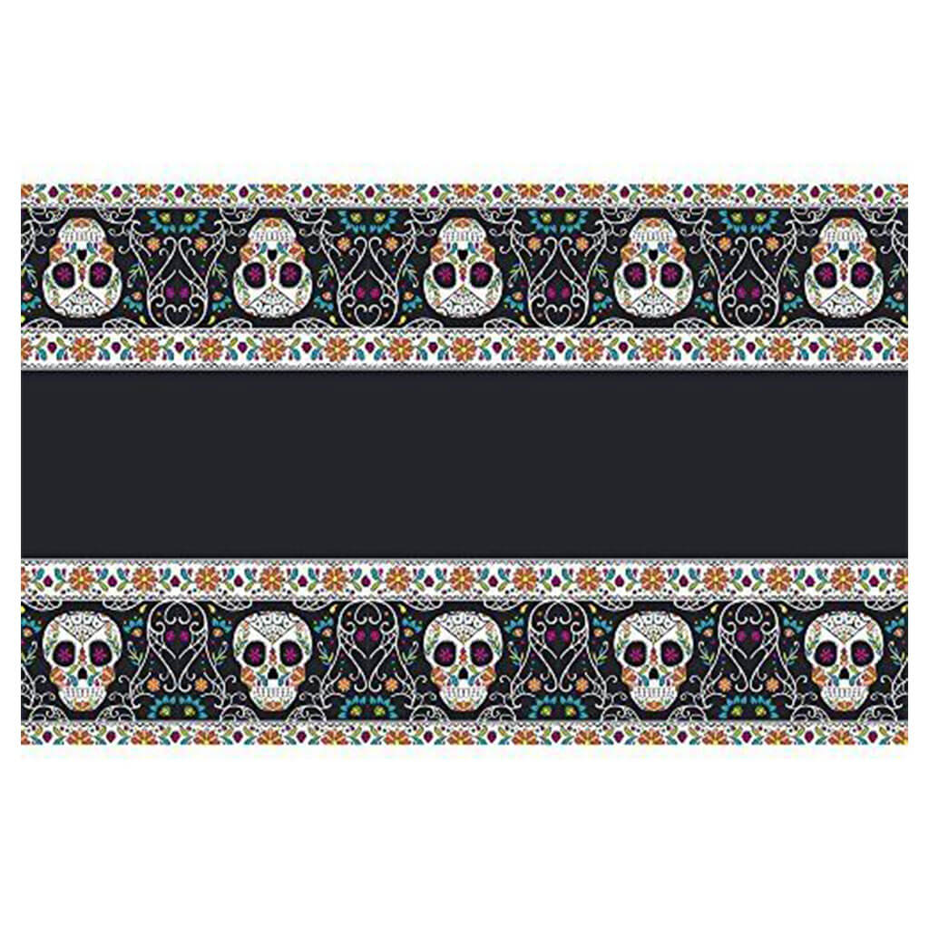 Floral Skull Plastic Table Cover 54in x 84in