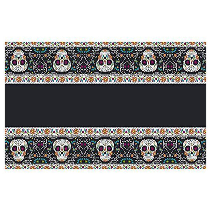 Floral Skull Plastic Table Cover 54in x 84in
