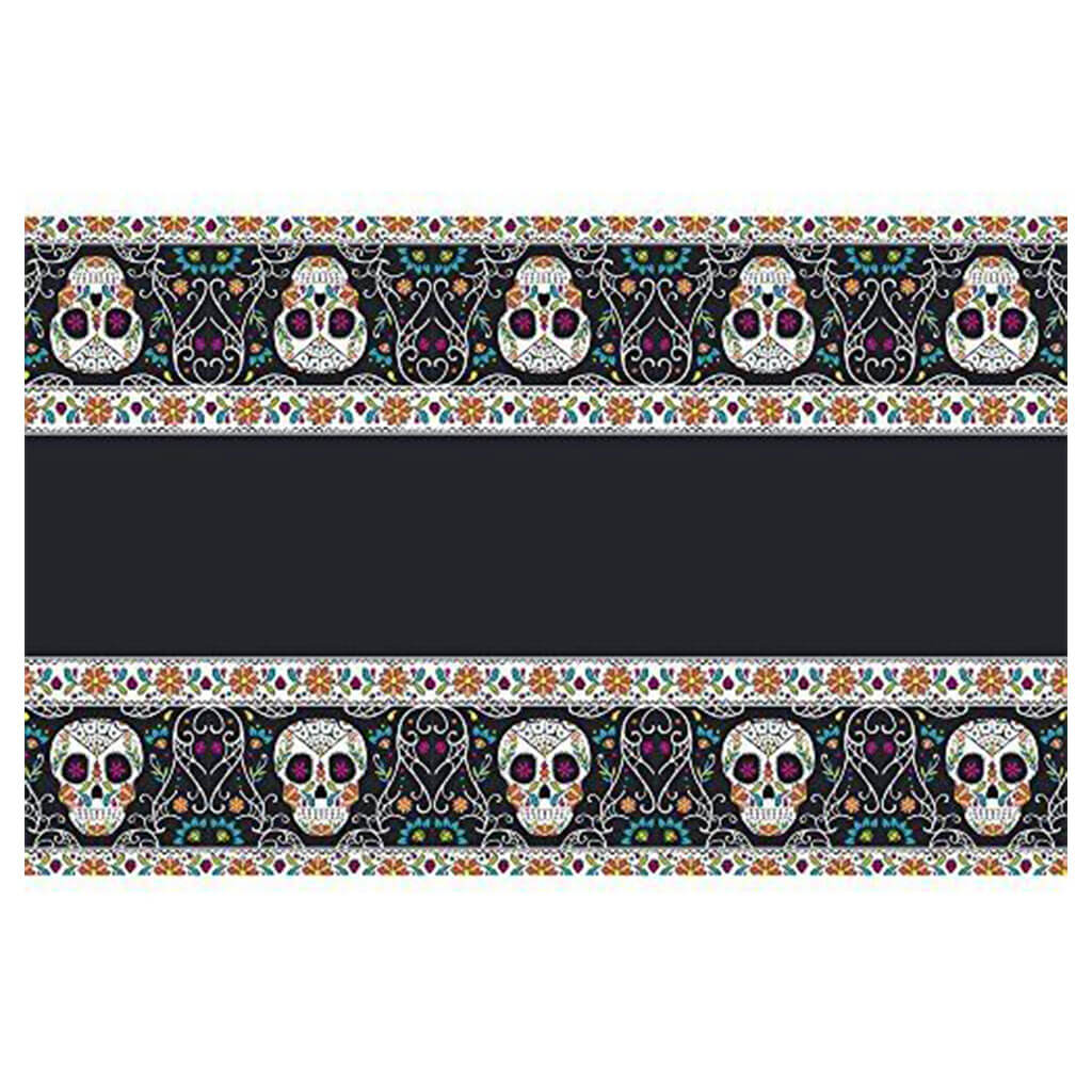 Floral Skull Plastic Table Cover 54in x 84in