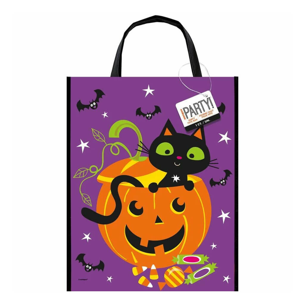 Cat and Pumpkin Party Tote Bag, 15in x 12in