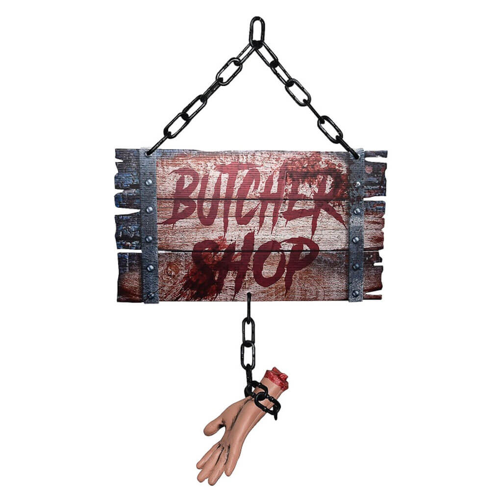 Butcher Shop Sign with Severed Hand, 23.5in