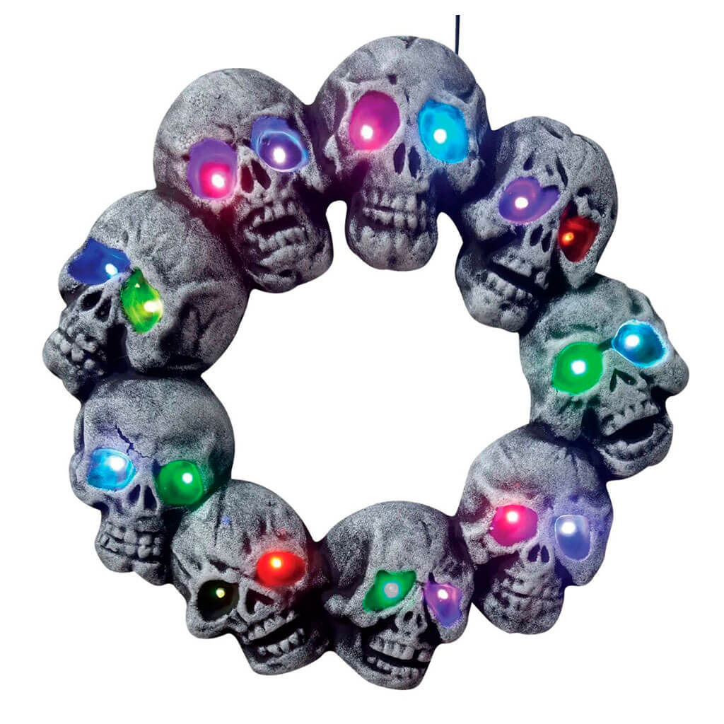 Lightup skull Wreath, 17.5in