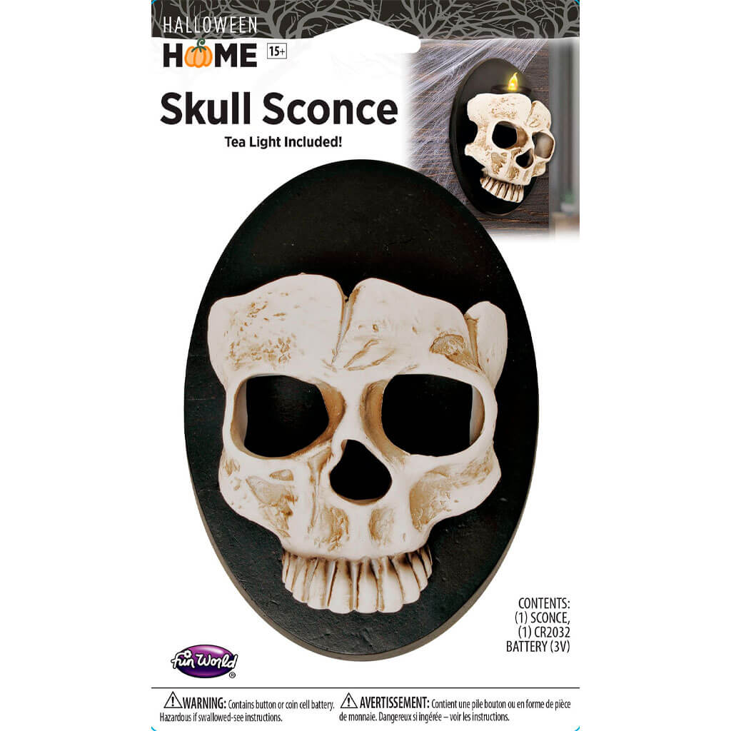 Halloween Home LU Skull Wall Sconce, 6in