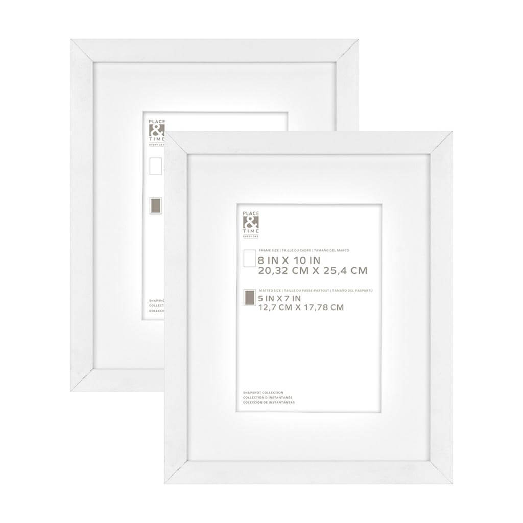 White Matt Snapshot Wall Frames 2pk, 8in x 10in &amp; 5in x 7in