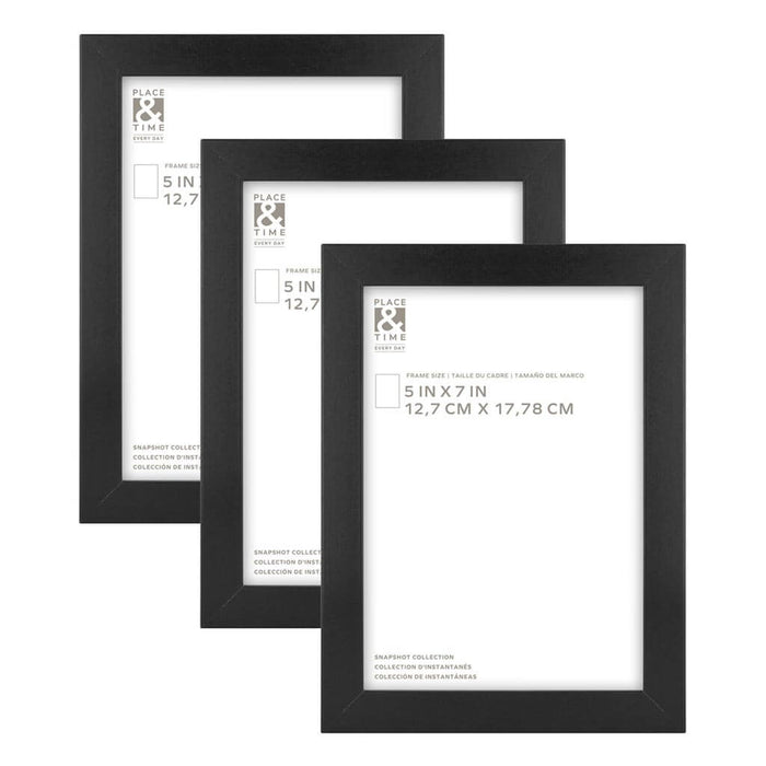 Black Snapshot Wood & Glass Wall Frames 3pk, 5in x 7in