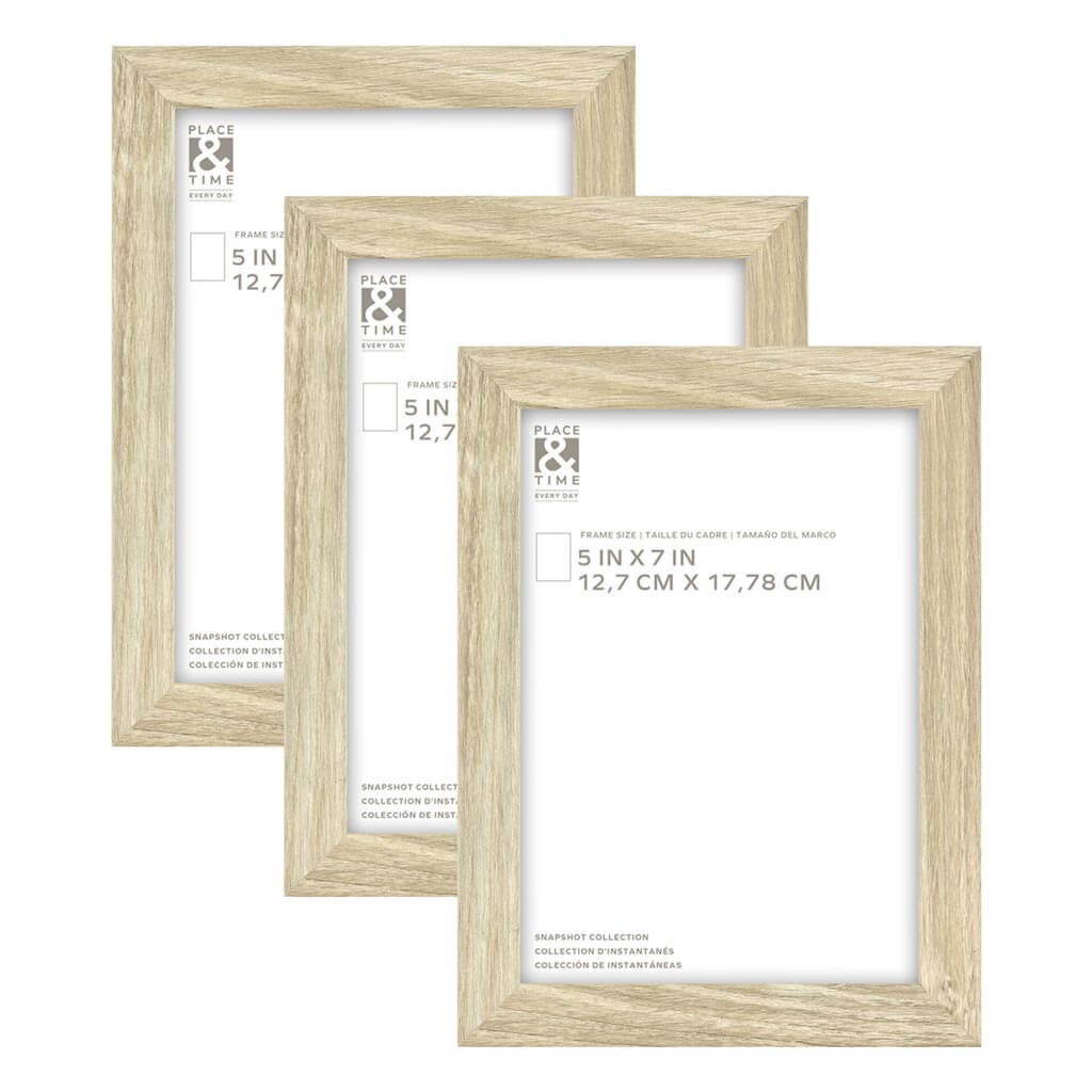 Natural Snapshot Wood &amp; Glass Wall Frames 3pk, 5in x 7in
