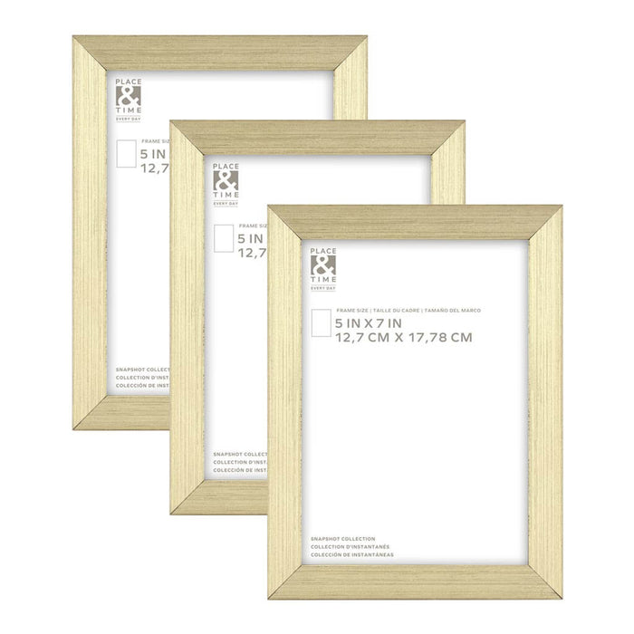 Brass Snapshot Wood & Glass Wall Frames 3pk, 5in x 7in
