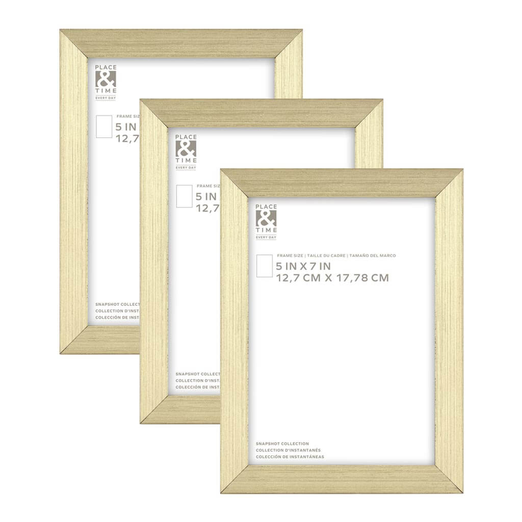 Brass Snapshot Wood &amp; Glass Wall Frames 3pk, 5in x 7in
