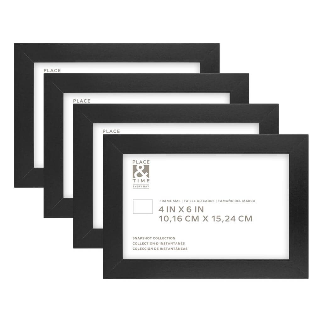 Black Snapshot Wood &amp; Glass Wall Frames 4Pk, 6in x 4in