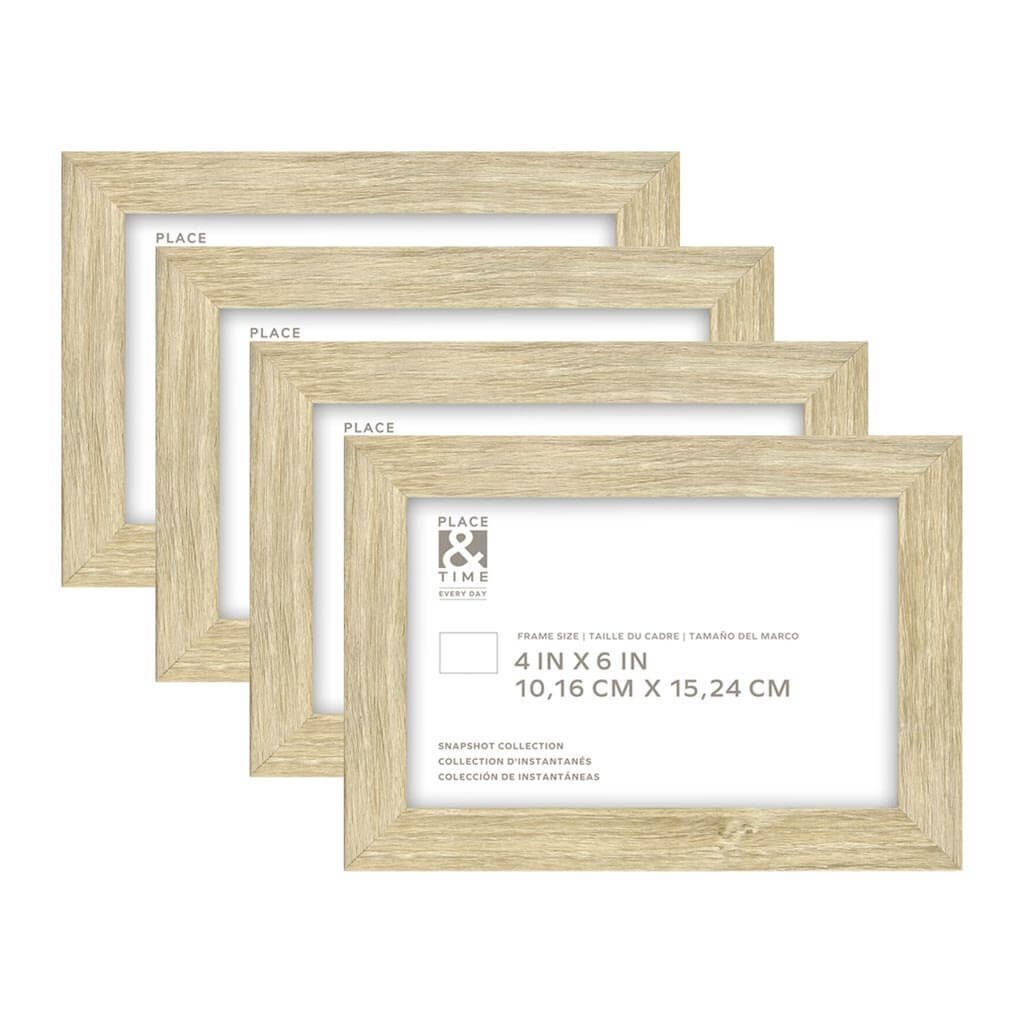 Natural Snapshot Wood &amp; Glass Wall Frames 4Pk, 6in x 4in