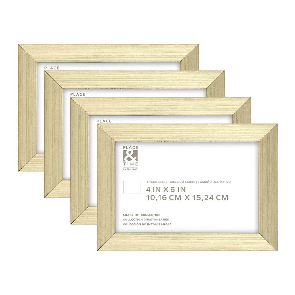 Brass Snapshot Wood &amp; Glass Wall Frames 4pk, 6in x 4in
