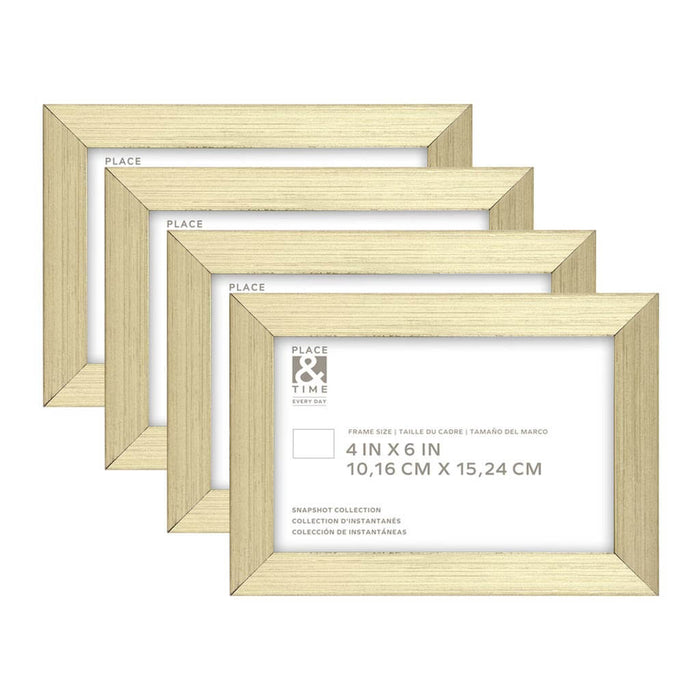 Brass Snapshot Wood & Glass Wall Frames 4pk, 6in x 4in