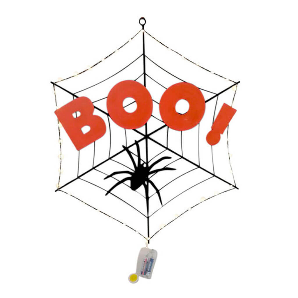 Halloween LED Spiderweb Boo Sign 24in