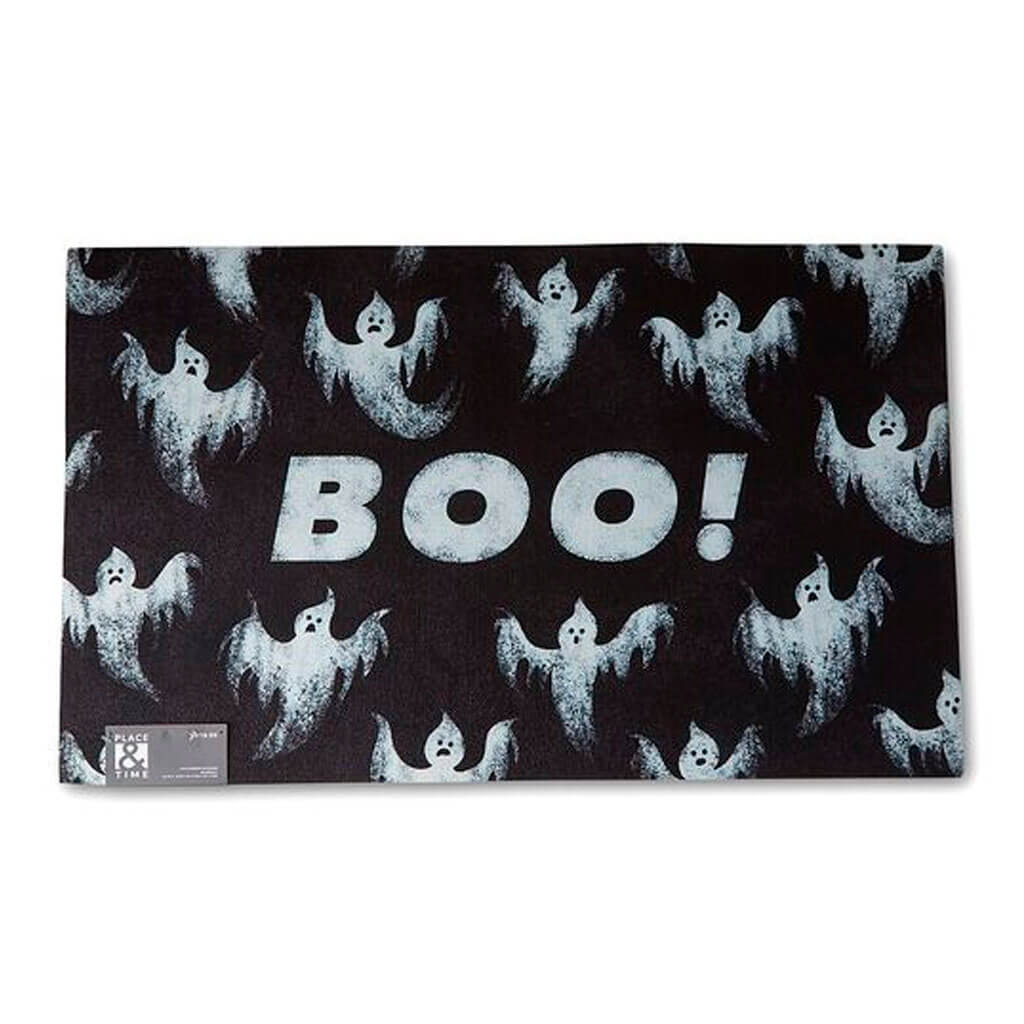 Halloween Boo with Ghosts Rubber Doormat 18in x 30in