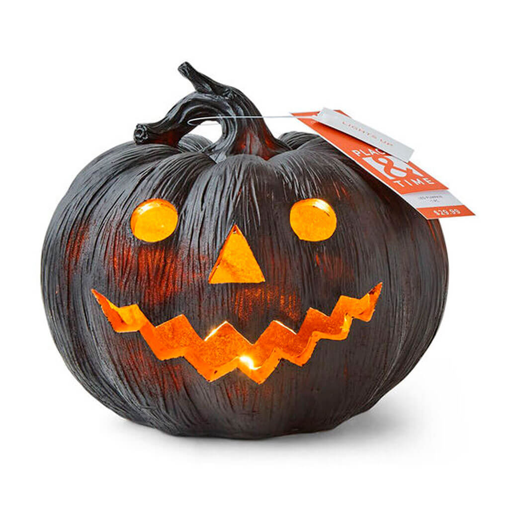 Halloween Black LED Jack O Lantern 8in